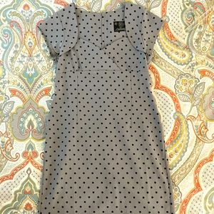 Collectif midi length grey polka dot dress